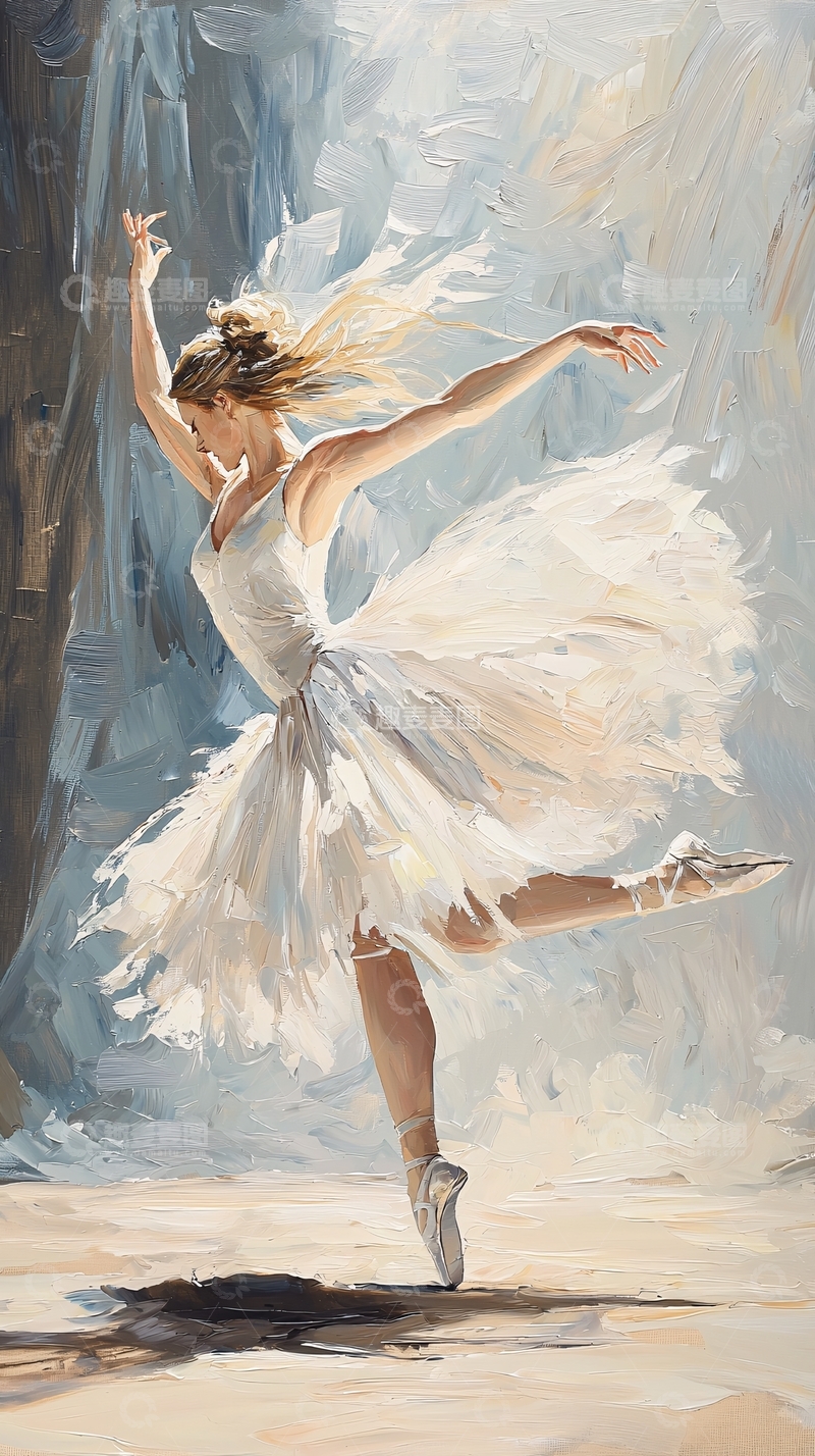 高清大图下载【趣麦麦图】芭蕾舞者旋转油画
