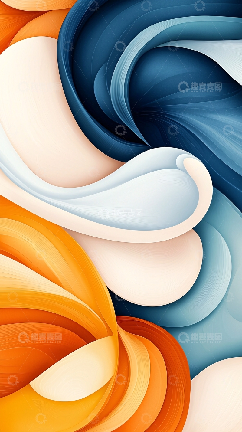 高清大图下载【趣麦麦图】抽象流动曲线艺术背景