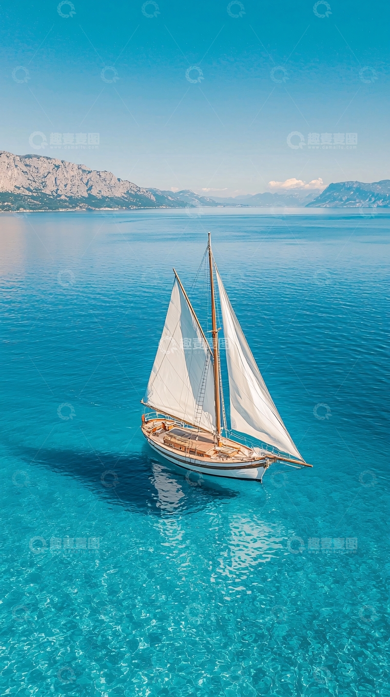 高清大图下载【趣麦麦图】碧海蓝天下的帆船