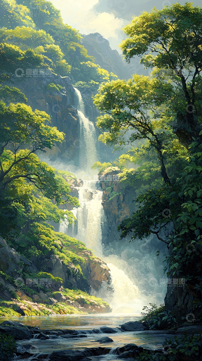高清大图下载【趣麦麦图】山间瀑布自然风光
