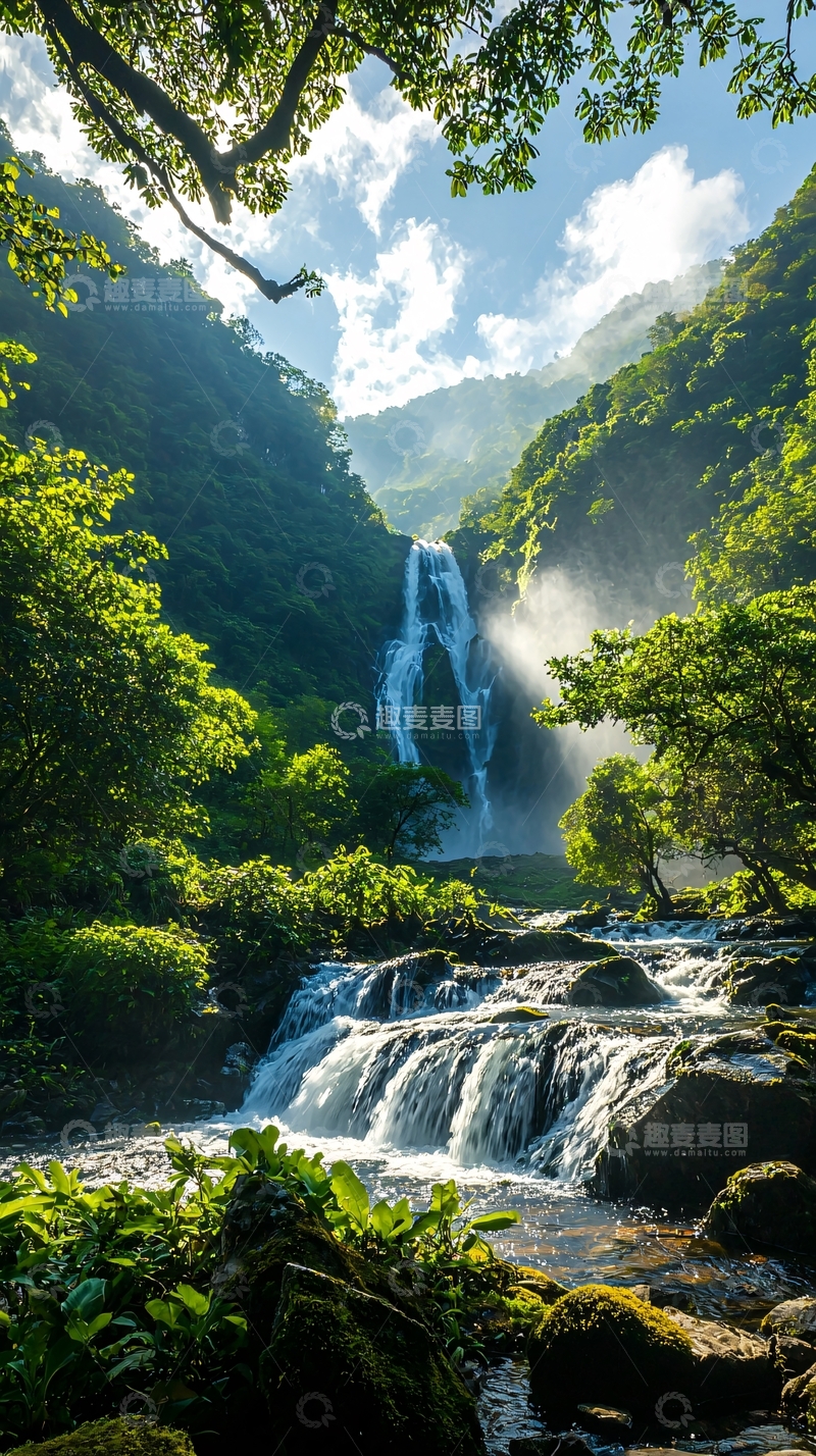 高清大图下载【趣麦麦图】瀑布森林自然风光