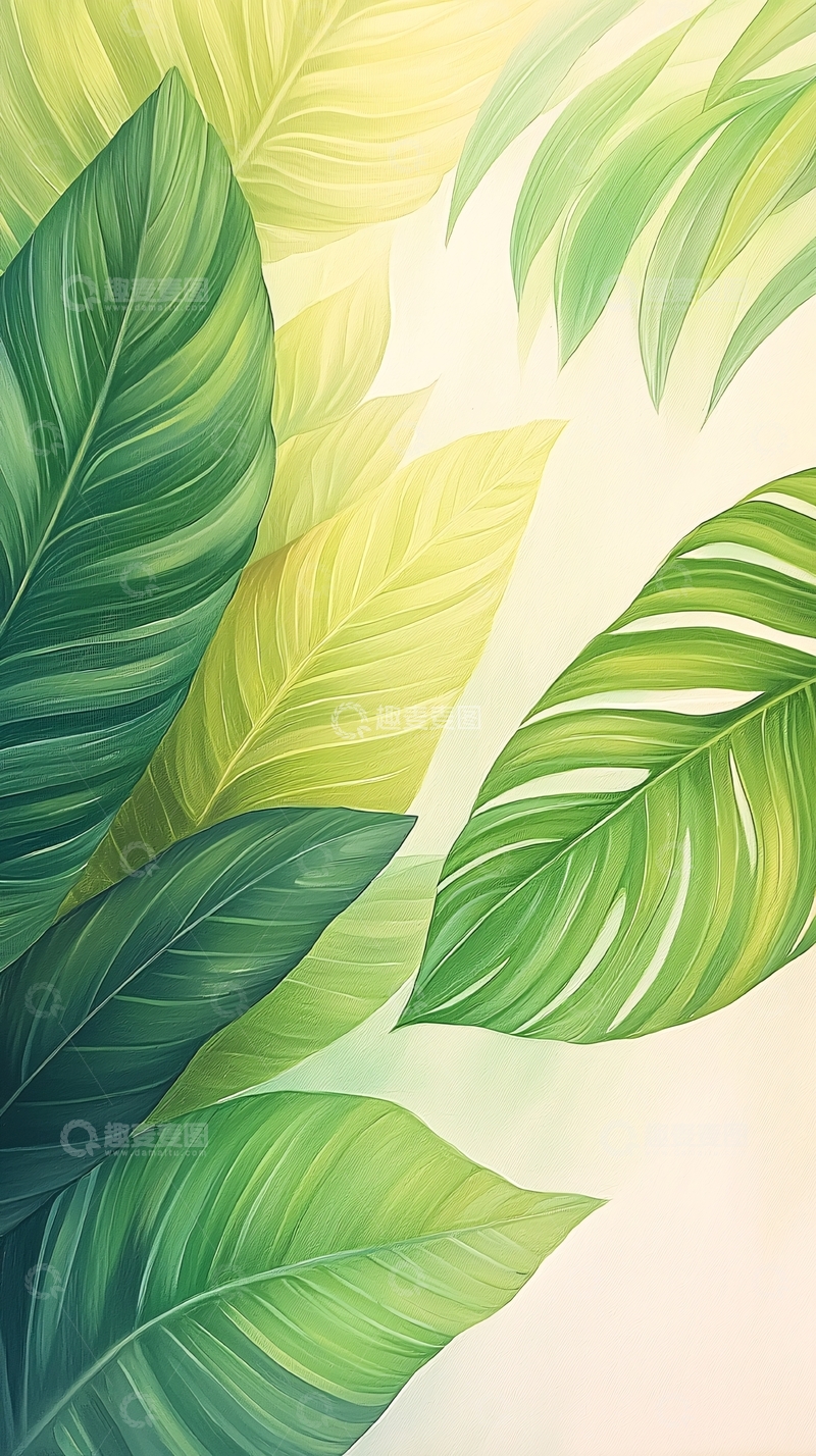 高清大图下载【趣麦麦图】热带植物叶子背景图