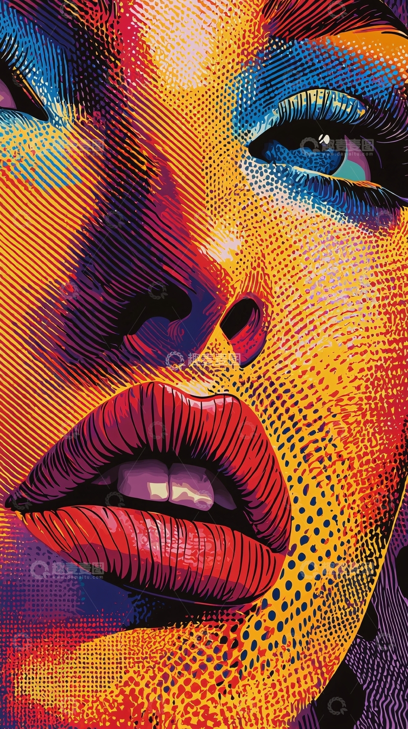 高清大图下载【趣麦麦图】色彩斑斓的女性面部特写
