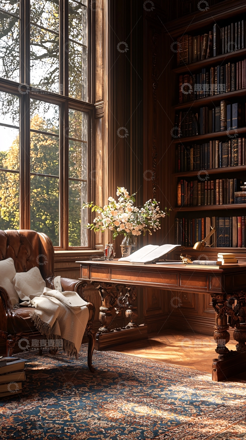 高清大图下载【趣麦麦图】古典书房阳光明媚