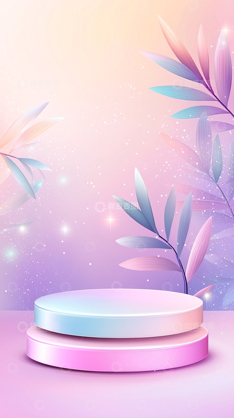 高清大图下载【趣麦麦图】梦幻紫色舞台背景素材
