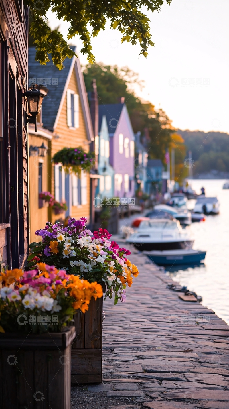 高清大图下载【趣麦麦图】河边色彩斑斓的小镇