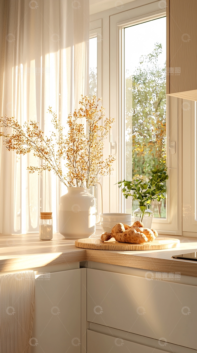 高清大图下载【趣麦麦图】阳光明媚的厨房一角