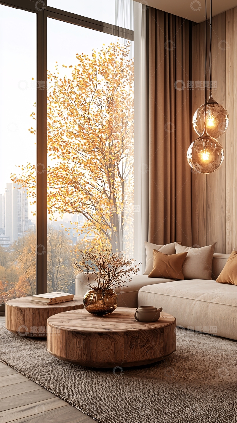 高清大图下载【趣麦麦图】秋日暖阳下的温馨客厅