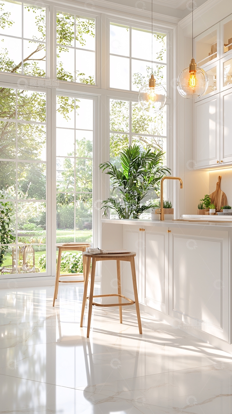 高清大图下载【趣麦麦图】现代简约厨房与自然光线