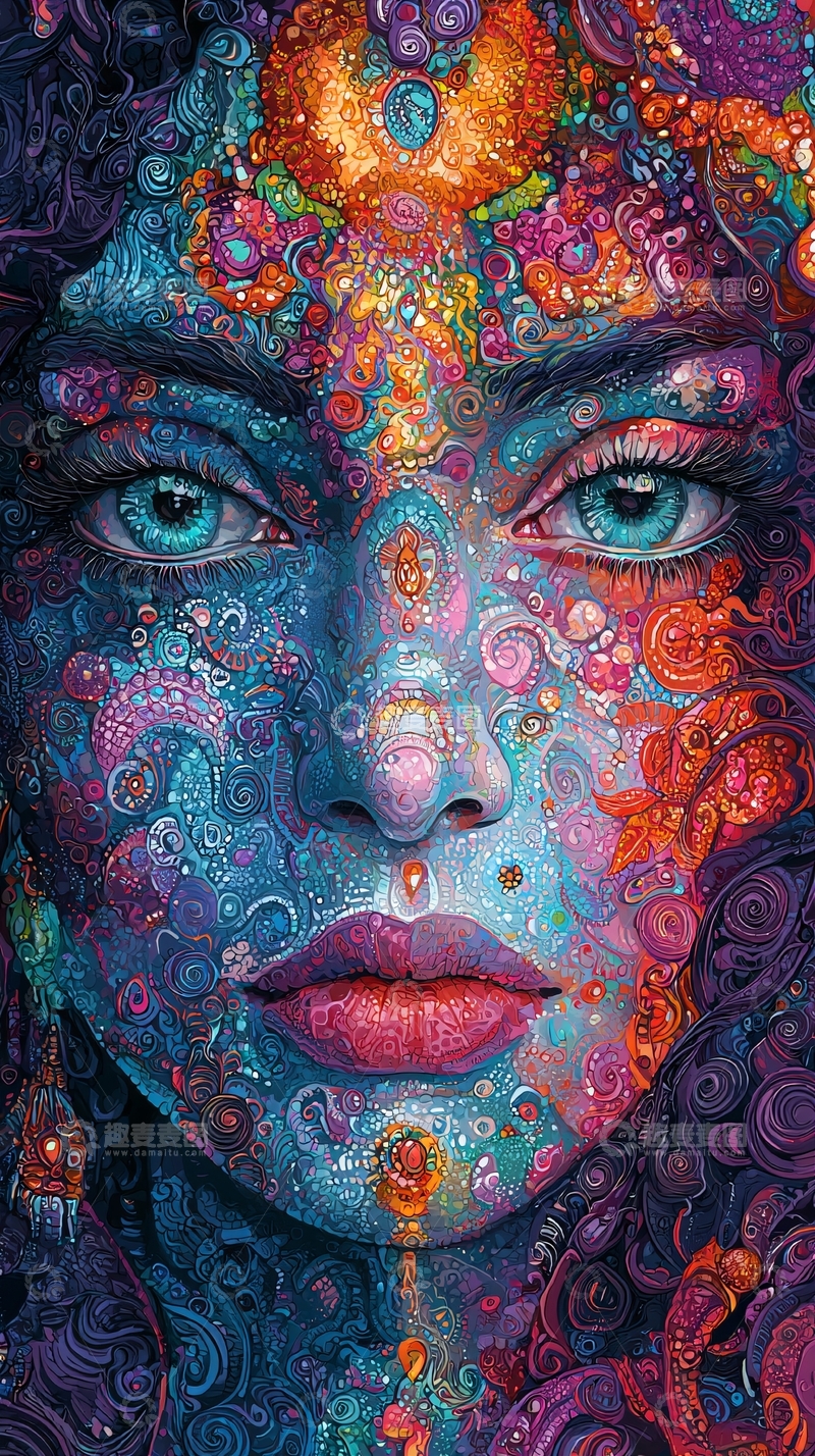 高清大图下载【趣麦麦图】色彩斑斓抽象艺术人物面部
