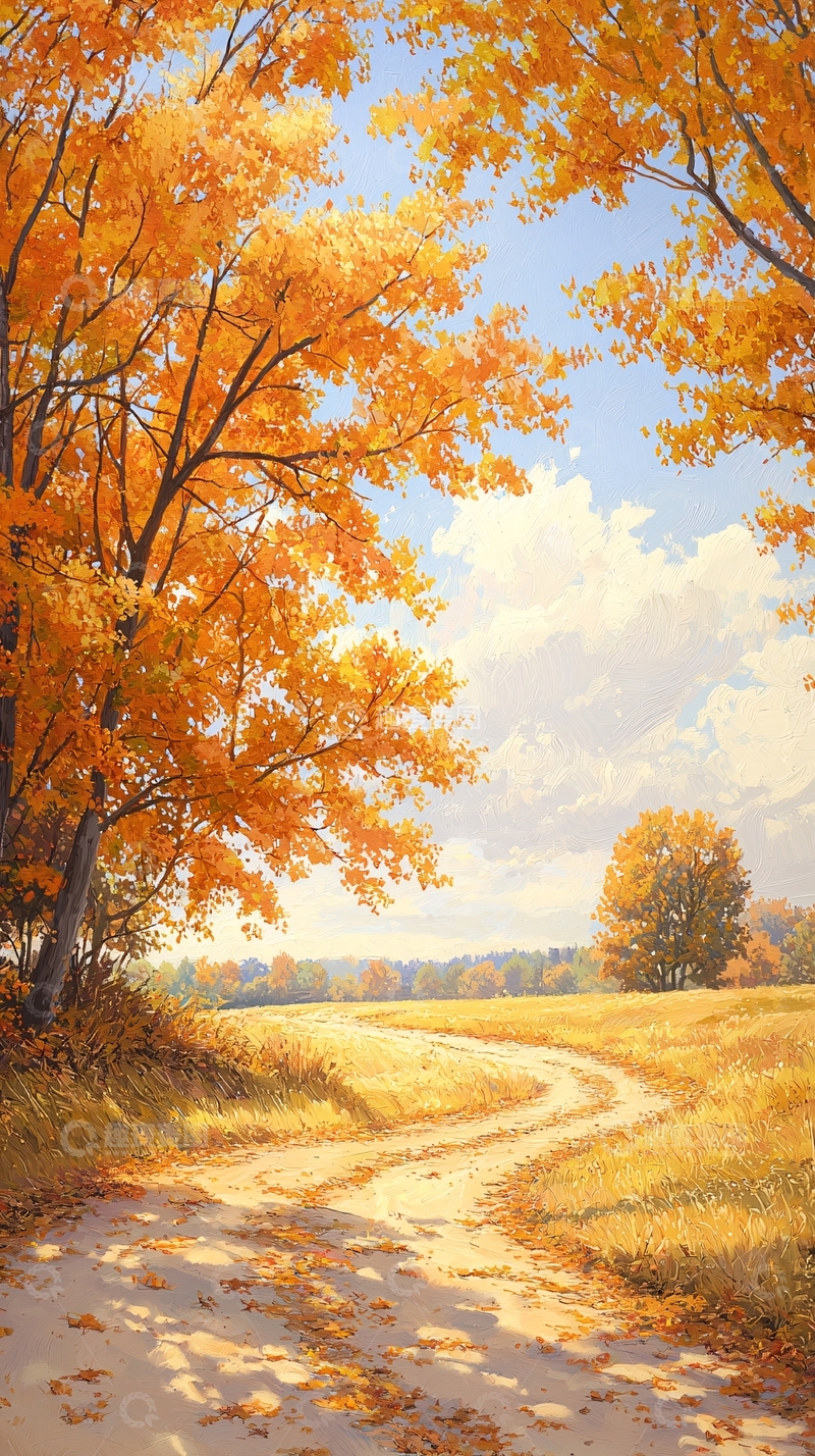 高清大图下载【趣麦麦图】秋日乡间小路风景