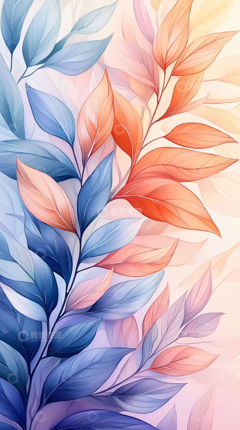 高清大图下载【趣麦麦图】秋日色彩斑斓树叶背景图