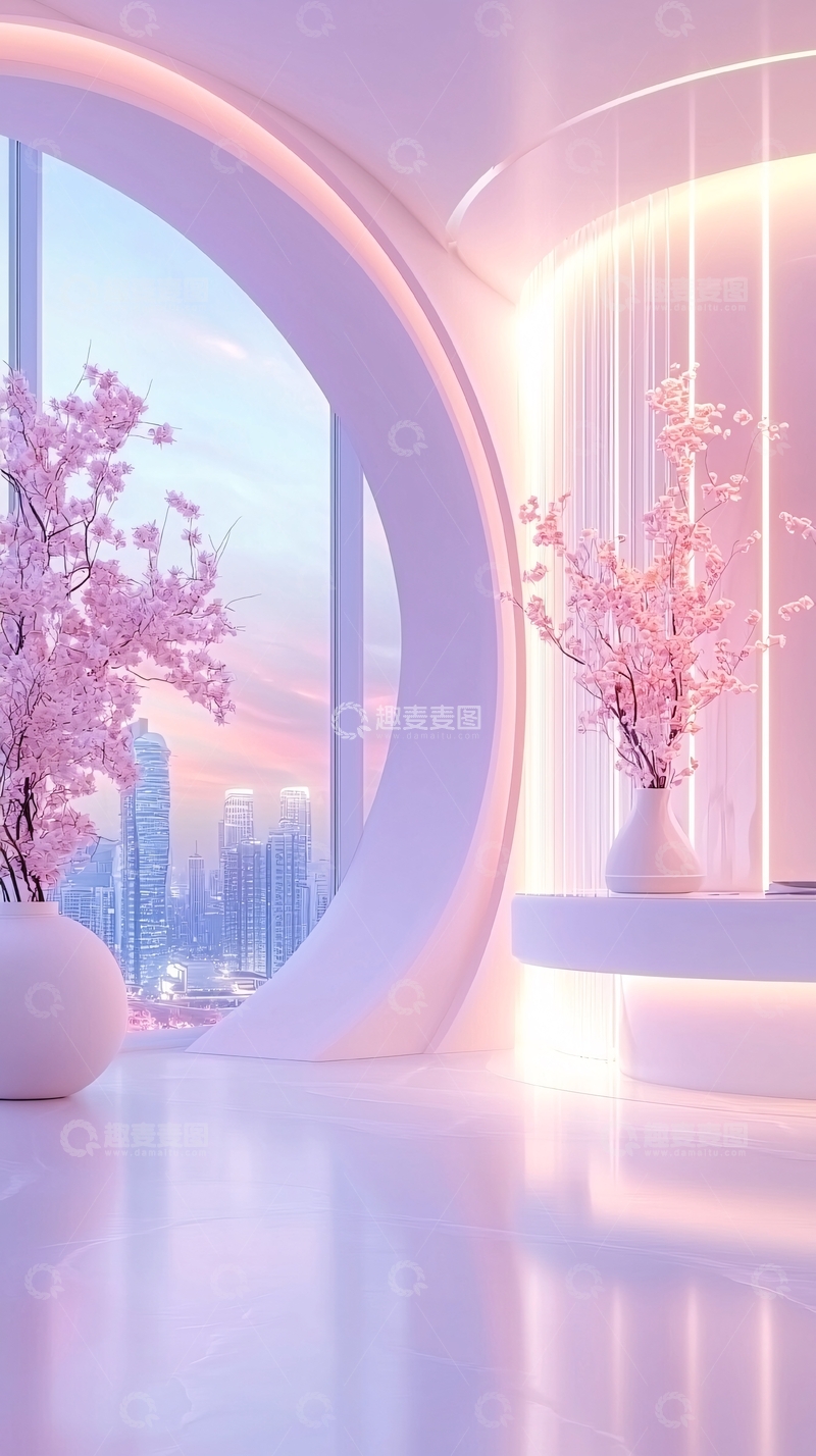 高清大图下载【趣麦麦图】未来感室内设计与城市景观