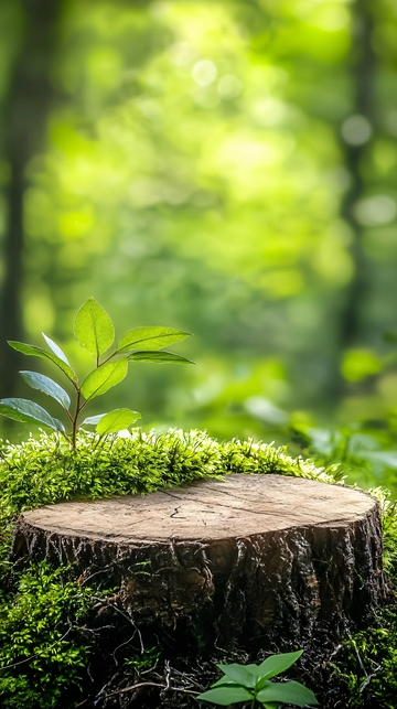 森林中的树桩与新芽