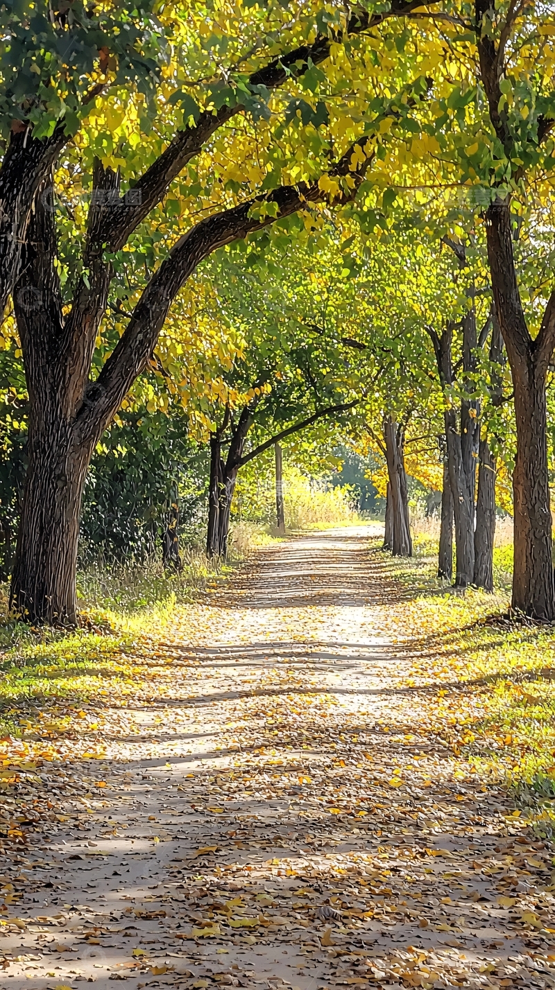 高清大图下载【趣麦麦图】秋日林荫小道