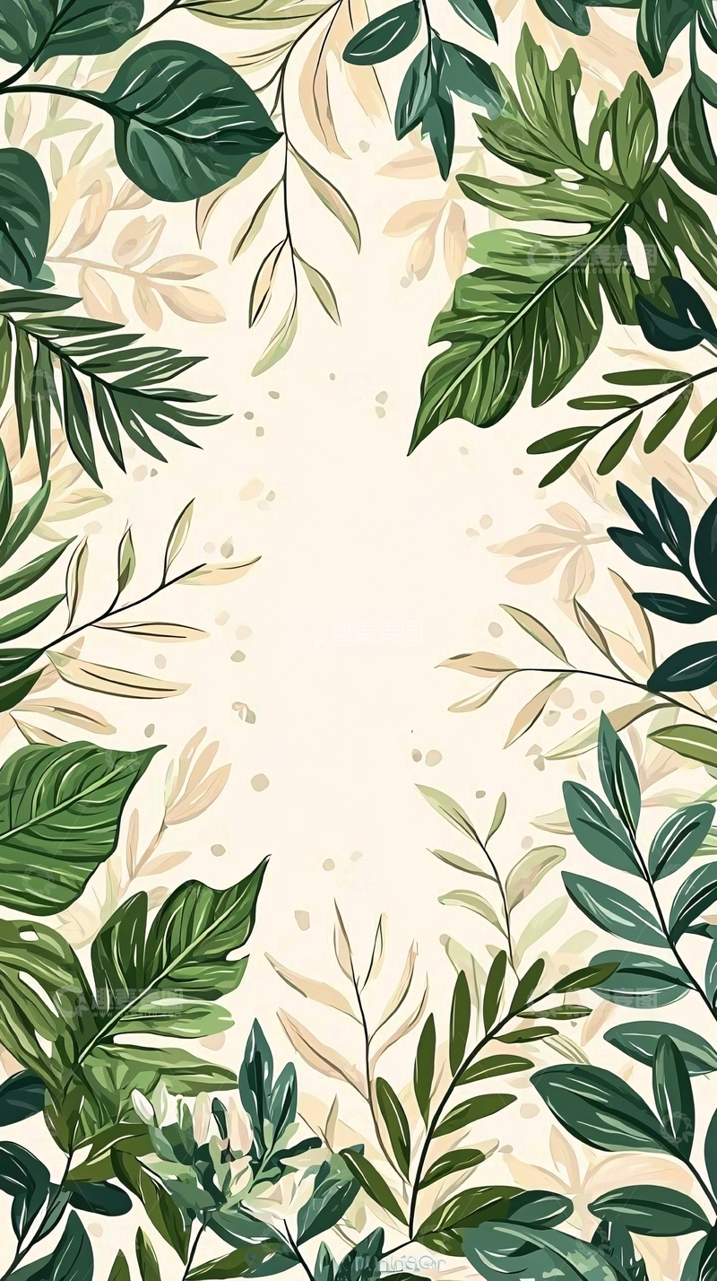 高清大图下载【趣麦麦图】热带植物叶子背景图案