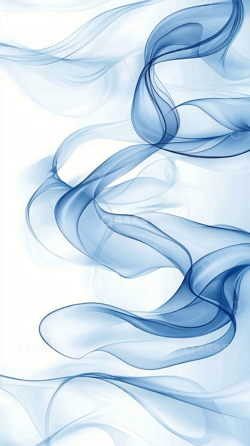高清大图下载【趣麦麦图】蓝色流动线条抽象艺术背景
