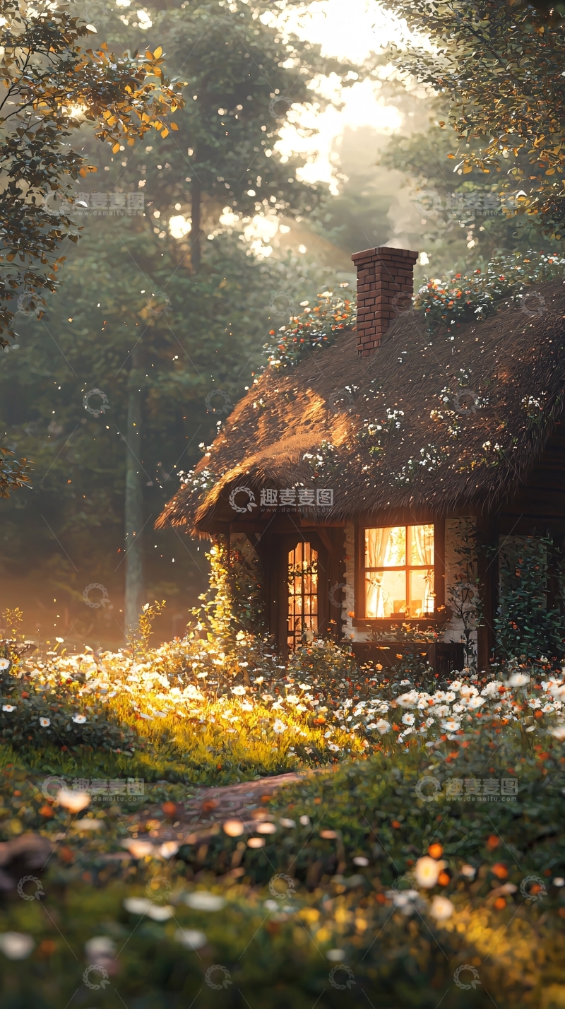 高清大图下载【趣麦麦图】童话森林中的温馨小屋