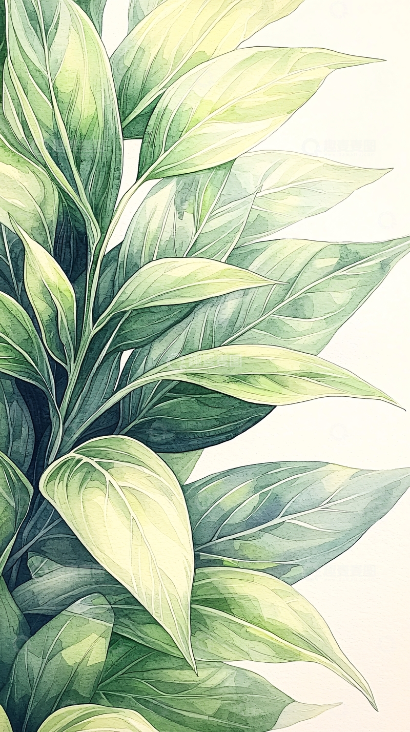 高清大图下载【趣麦麦图】清新植物手绘插画背景图