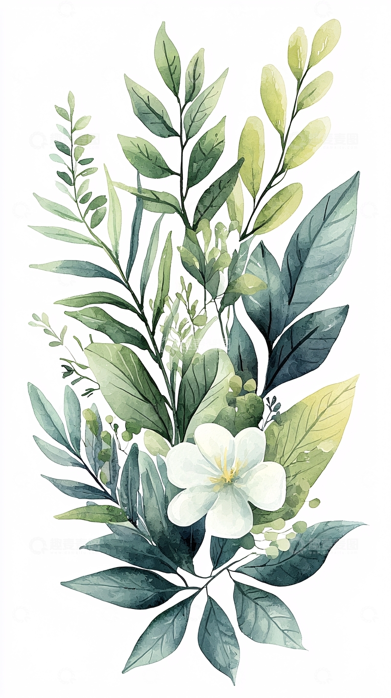 高清大图下载【趣麦麦图】清新自然花卉手绘插画