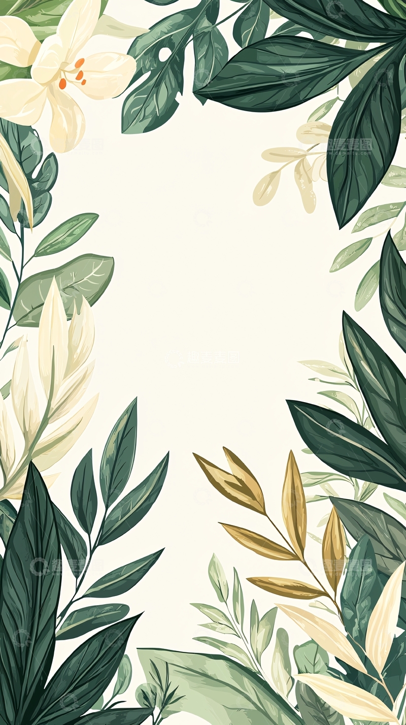 高清大图下载【趣麦麦图】热带植物花卉边框背景图