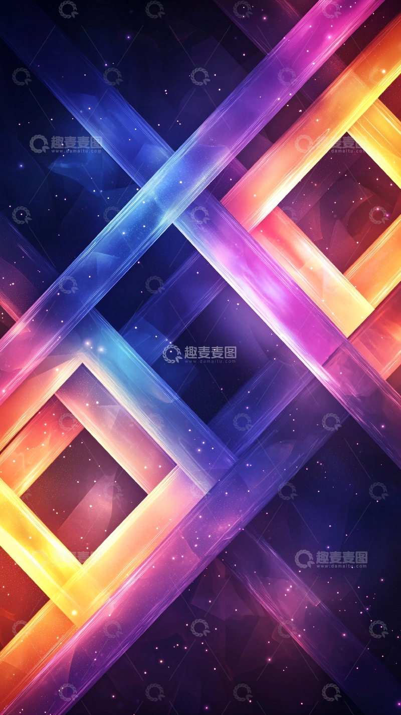 高清大图下载【趣麦麦图】色彩交织的几何线条背景
