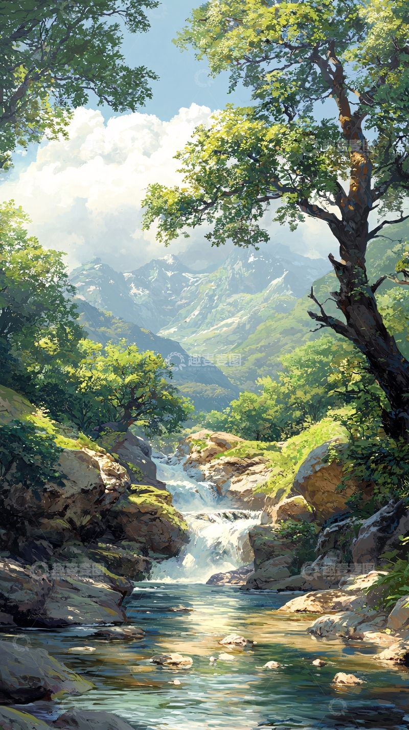 高清大图下载【趣麦麦图】山间瀑布溪流自然风光