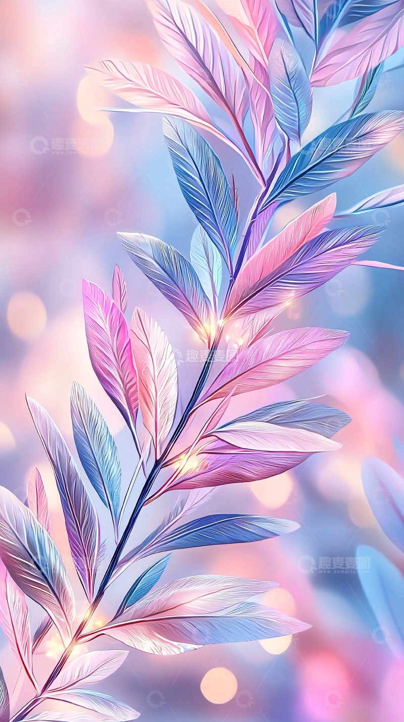 高清大图下载【趣麦麦图】梦幻羽毛背景图