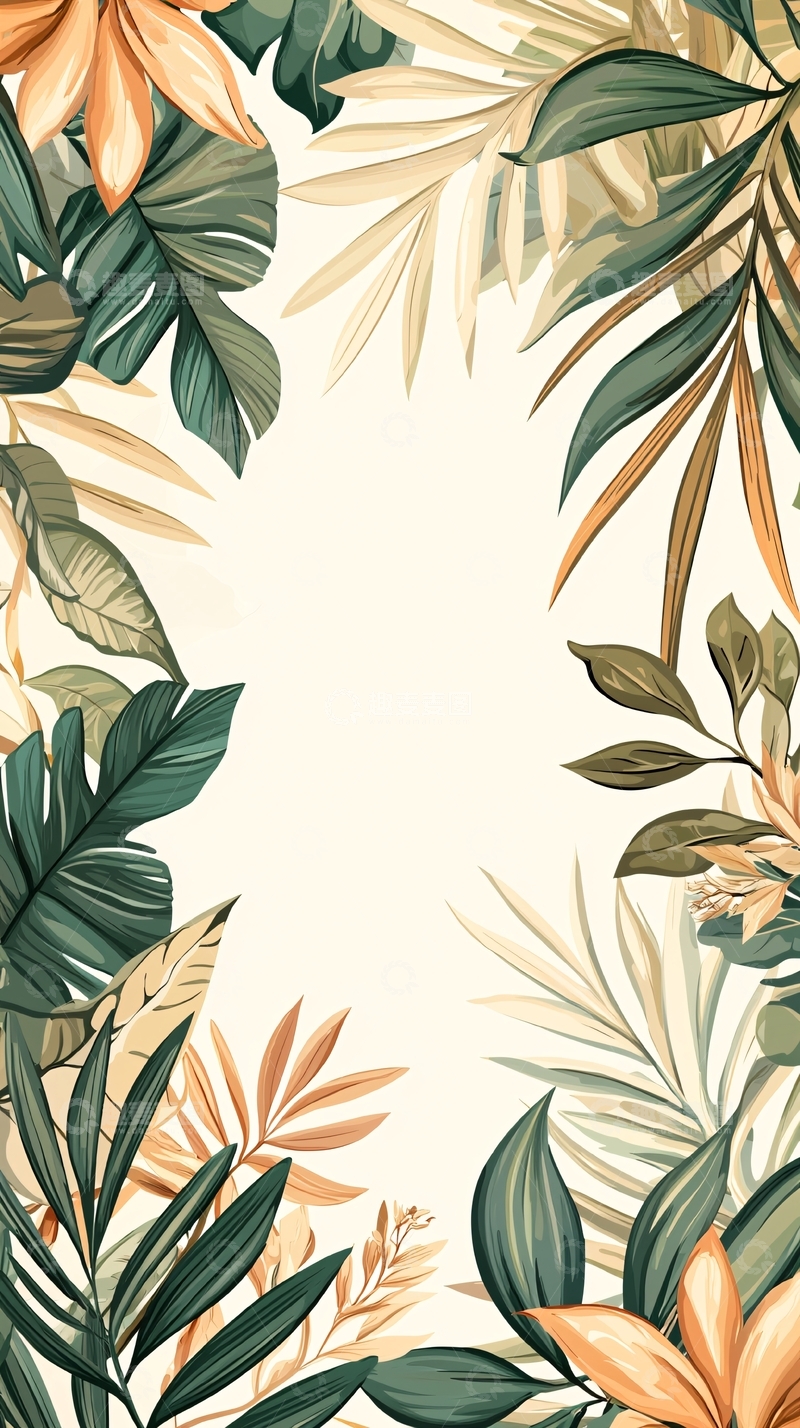 高清大图下载【趣麦麦图】热带植物边框背景图