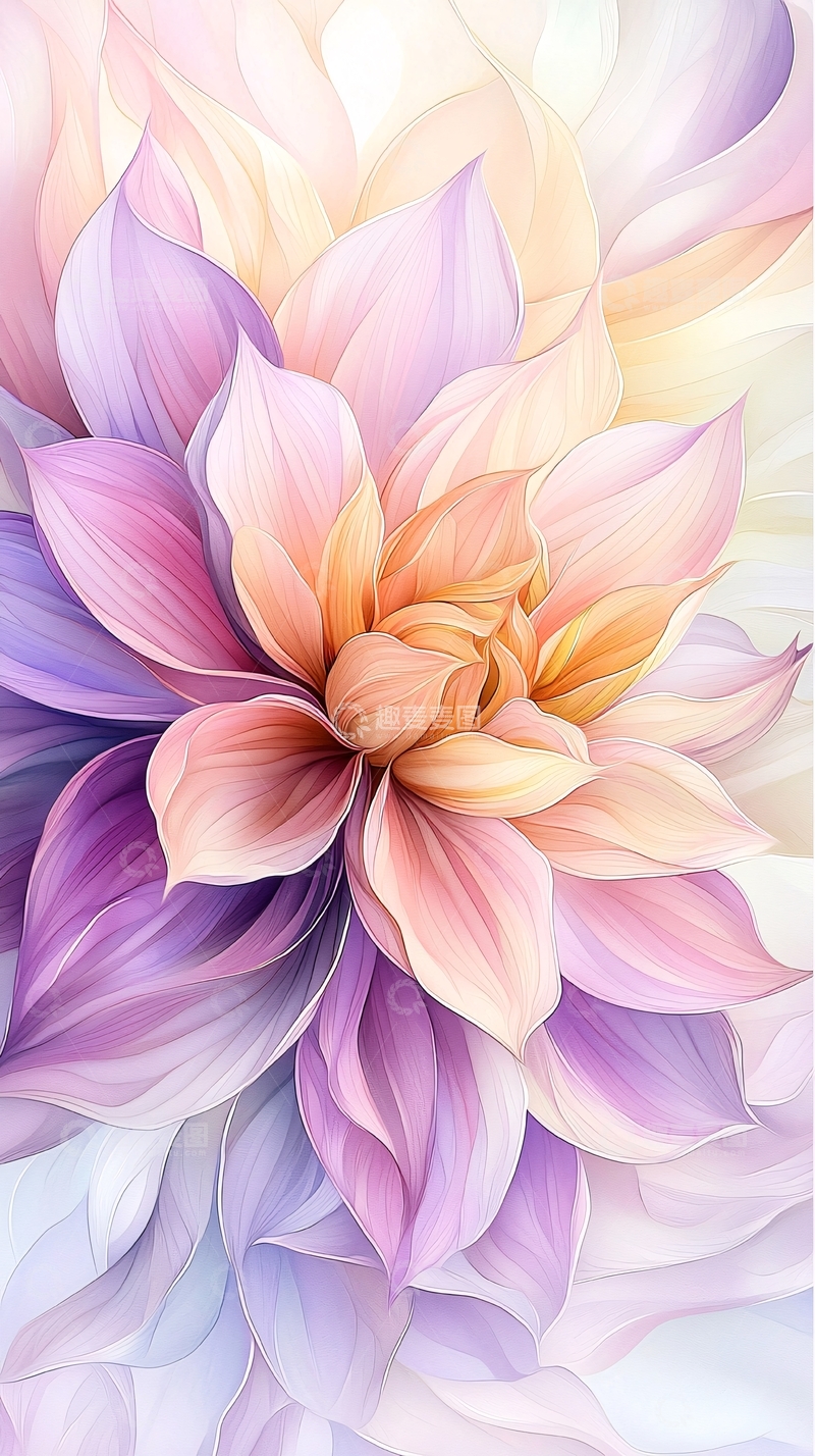 高清大图下载【趣麦麦图】梦幻色彩花卉艺术插画