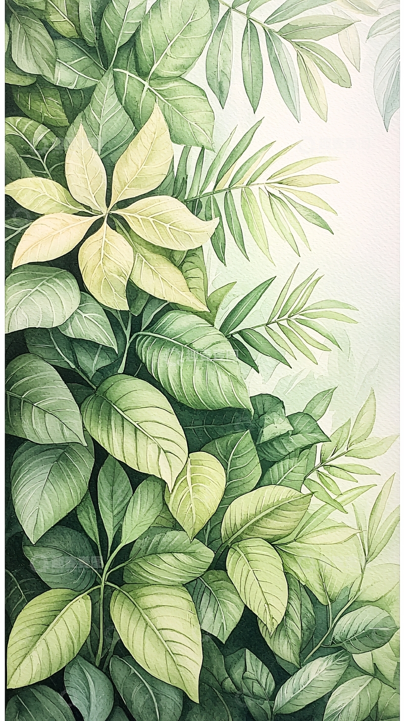 高清大图下载【趣麦麦图】热带植物叶子手绘插画