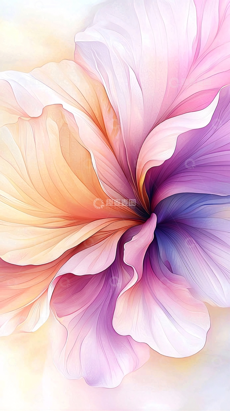 高清大图下载【趣麦麦图】梦幻色彩渐变花瓣艺术插画