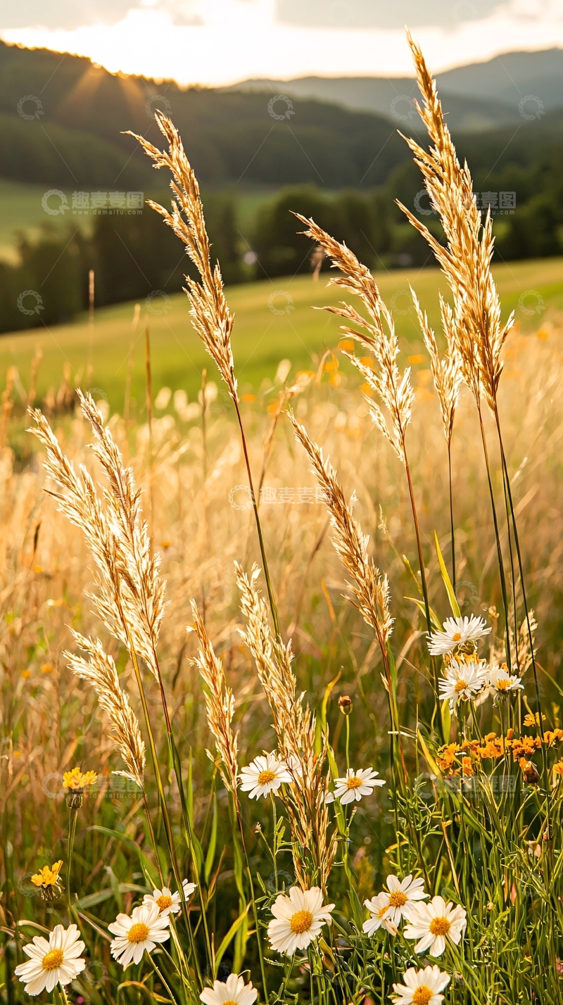 高清大图下载【趣麦麦图】夕阳下的田野风光