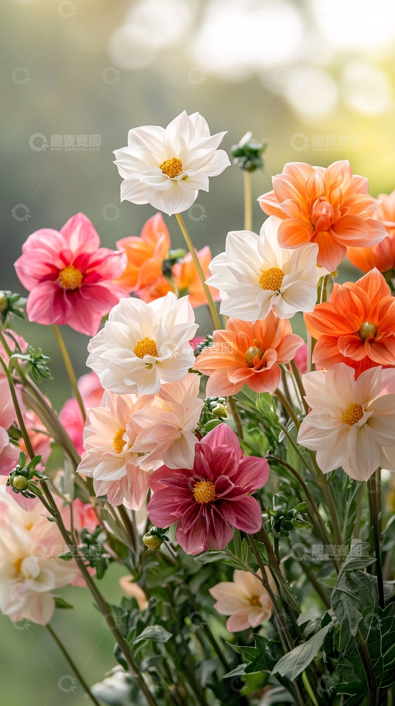 高清大图下载【趣麦麦图】秋日盛开的多色雏菊