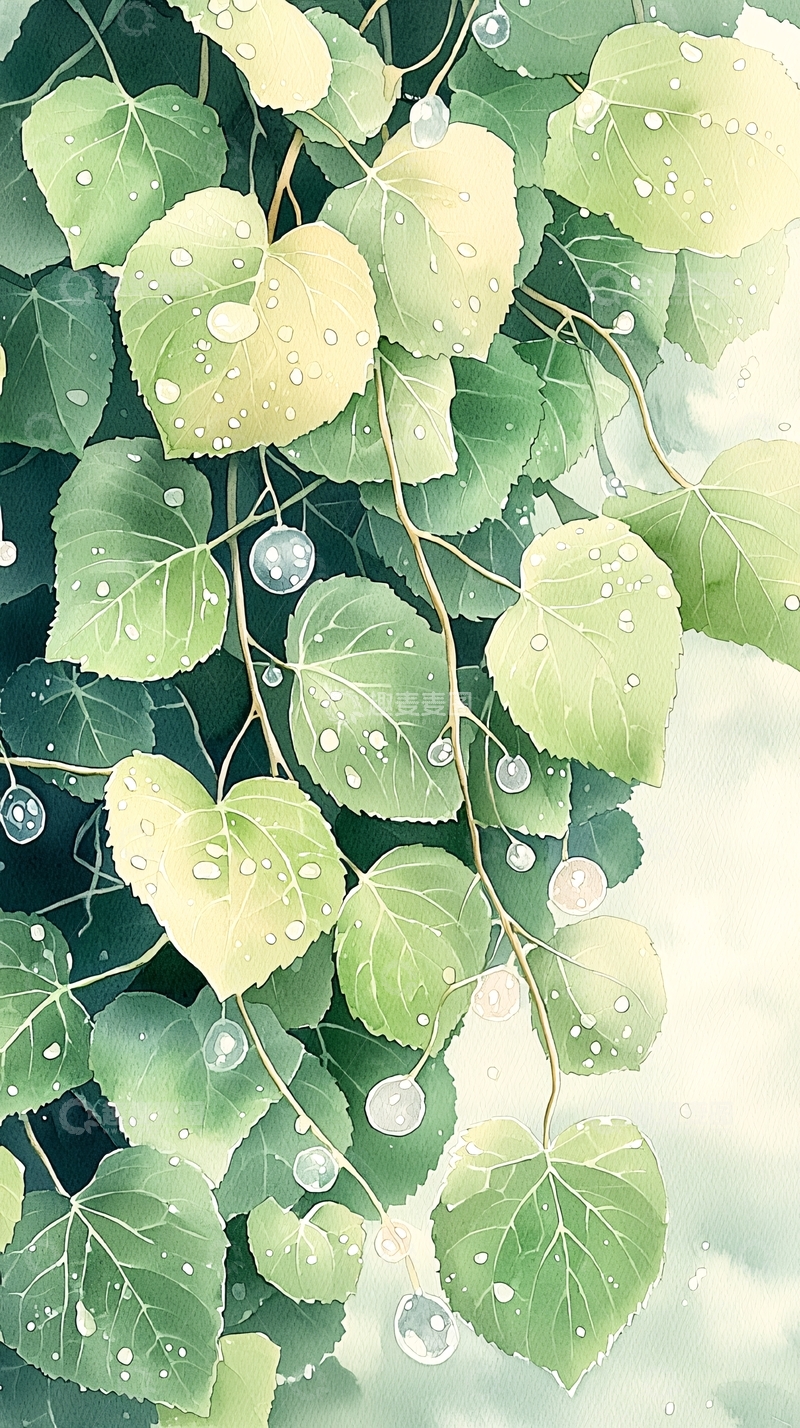 高清大图下载【趣麦麦图】雨后清新绿叶水珠自然风景