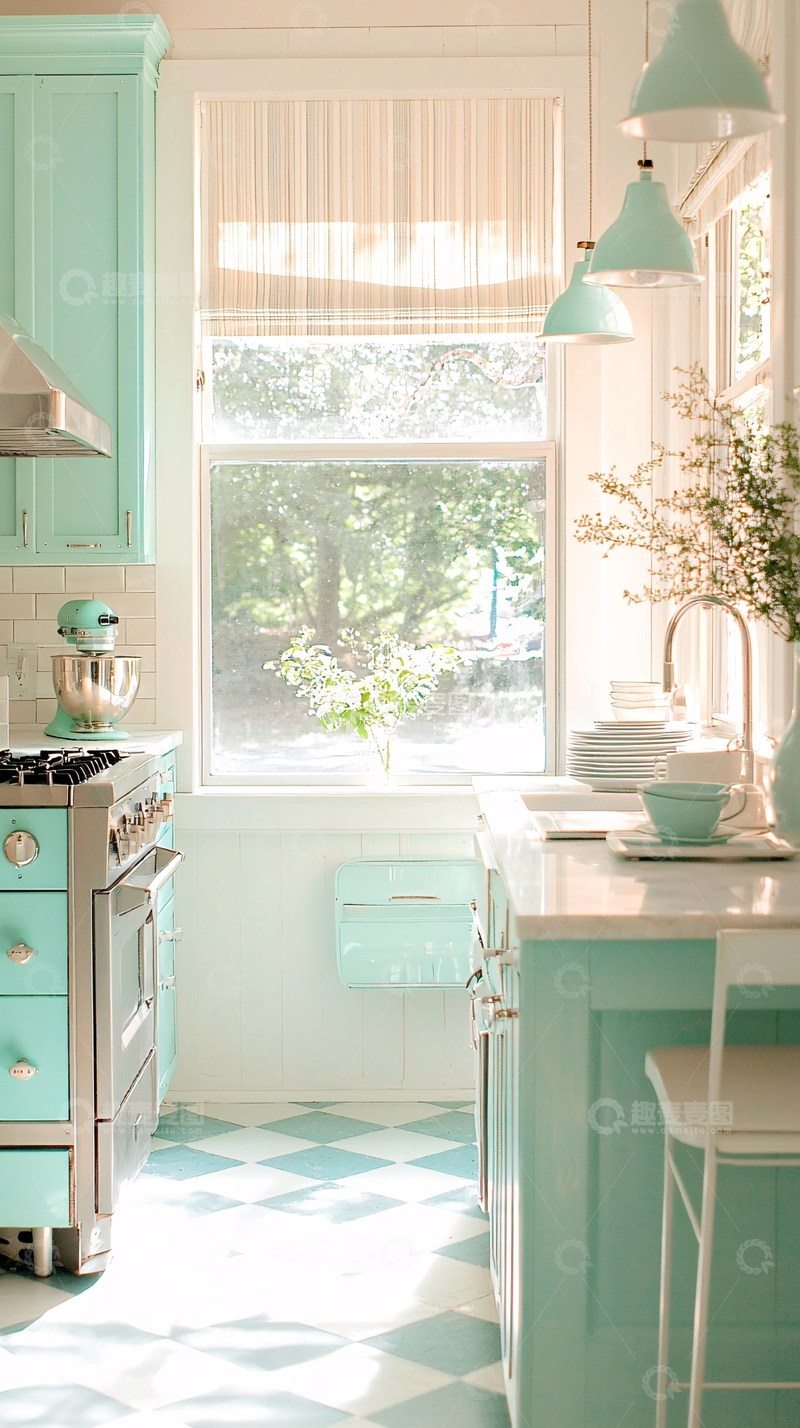 高清大图下载【趣麦麦图】清新淡雅厨房装饰设计