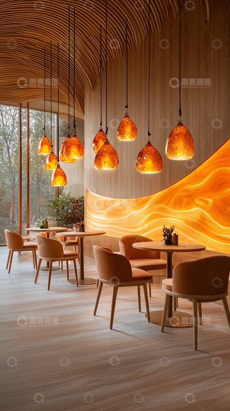 高清大图下载【趣麦麦图】温暖木质餐厅室内设计