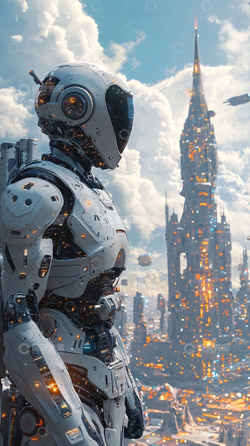 高清大图下载【趣麦麦图】未来机器人与科幻城市
