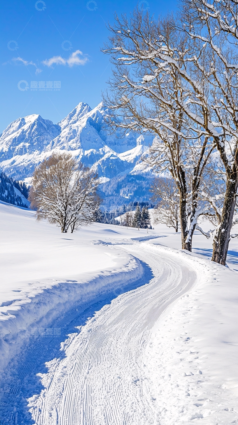 高清大图下载【趣麦麦图】雪地山景冬季风景
