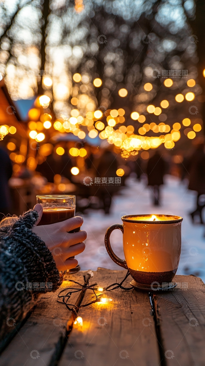 高清大图下载【趣麦麦图】冬日暖阳下的热饮时光