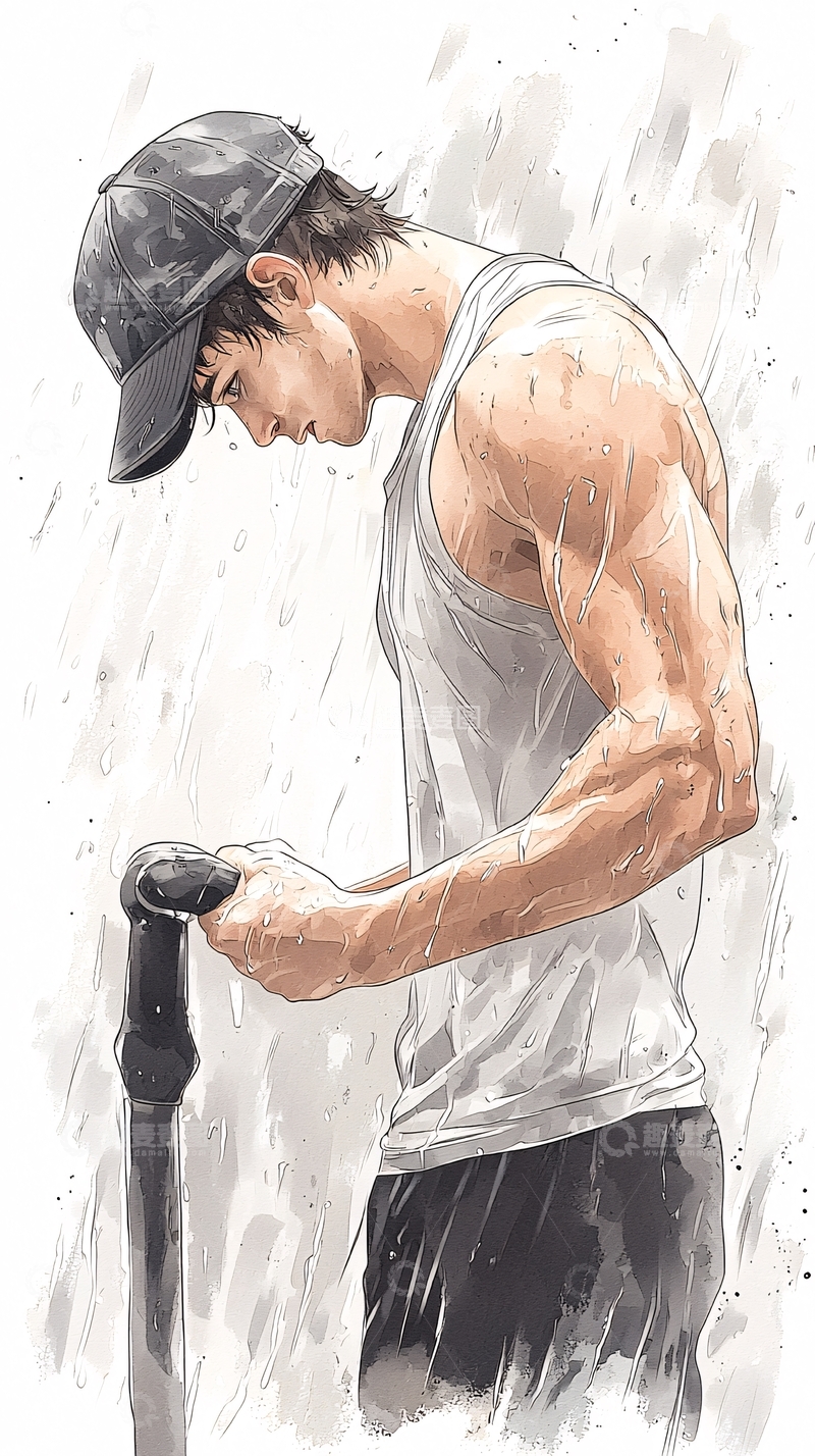 高清大图下载【趣麦麦图】雨中撑伞的男子