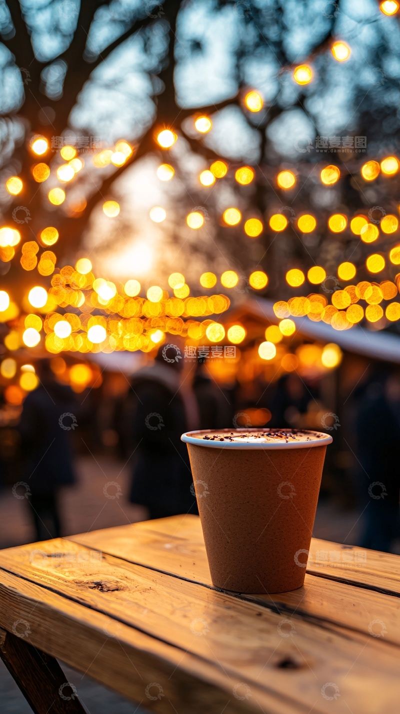 高清大图下载【趣麦麦图】冬日暖饮市集夜景