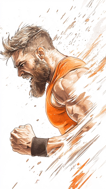 奔跑中的肌肉男插画