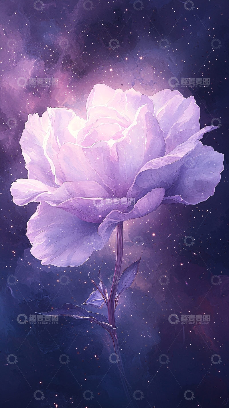 高清大图下载【趣麦麦图】梦幻星空下的紫色玫瑰