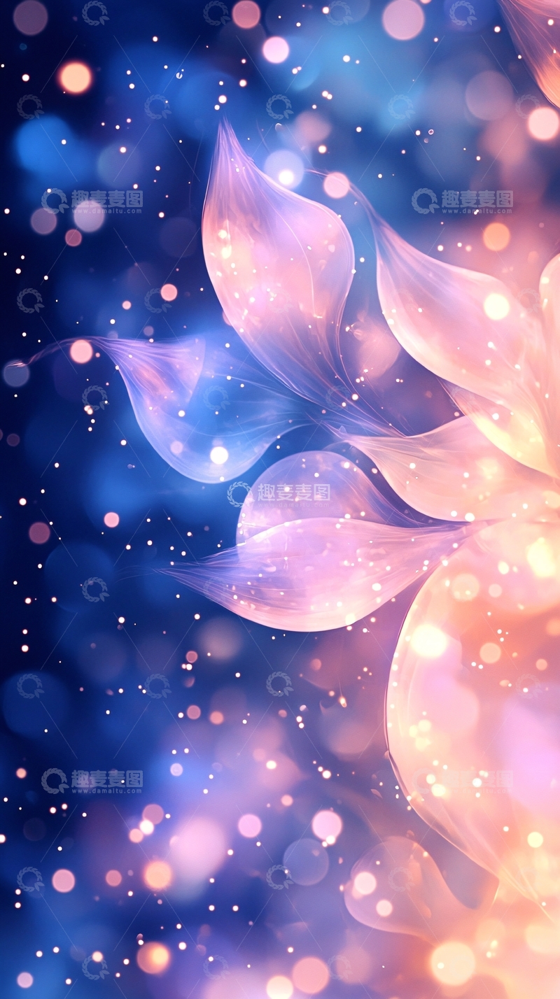 高清大图下载【趣麦麦图】梦幻花瓣光斑背景图
