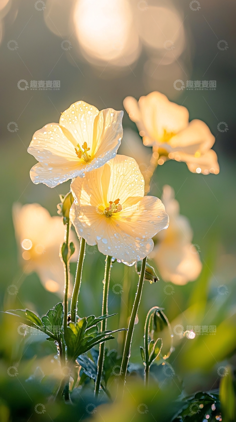 高清大图下载【趣麦麦图】晨露中的花朵