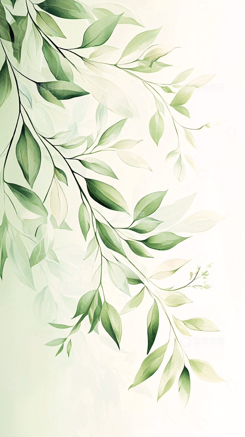 高清大图下载【趣麦麦图】清新绿叶植物背景图