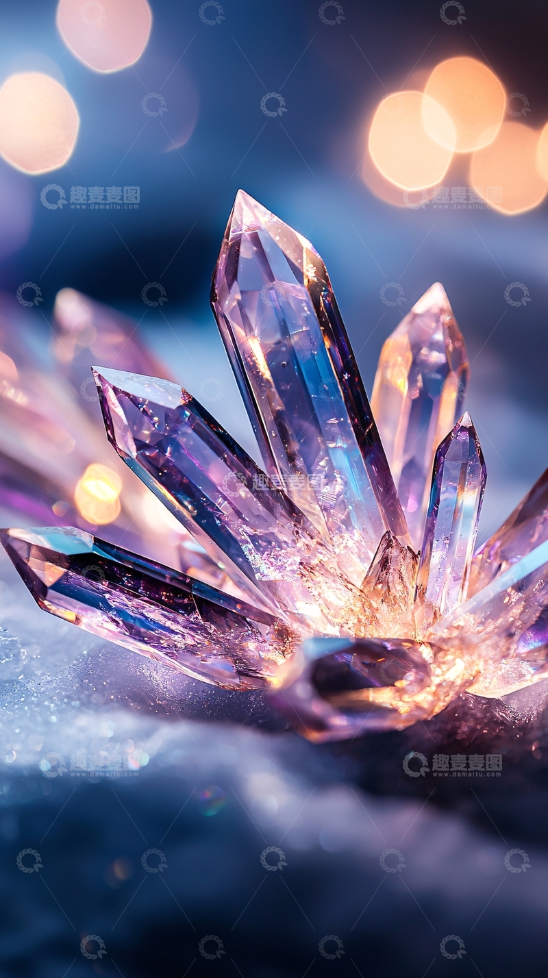 高清大图下载【趣麦麦图】紫色水晶簇背景光效