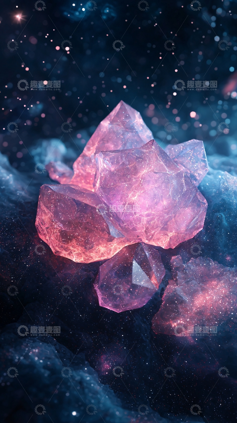 高清大图下载【趣麦麦图】梦幻星空下的水晶宝石