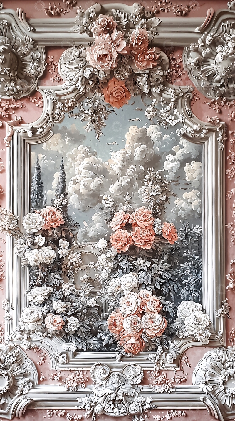 高清大图下载【趣麦麦图】古典花卉装饰画背景
